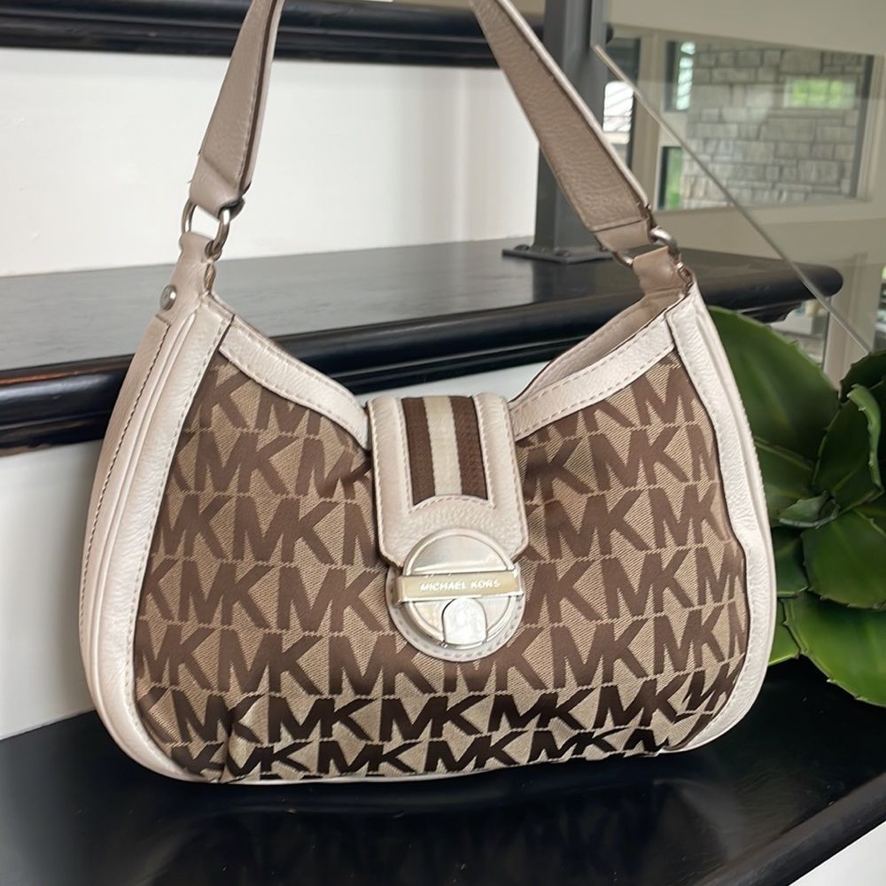 Michael Kors Genuine, Leather Signature, Canvas Hobo, Excellent Condition